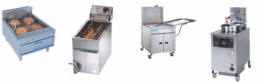 variety of deep fryers. 4 deep fryers.