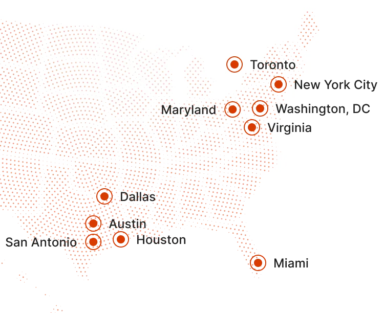 Map of ResQ Services markets across the US and Canada